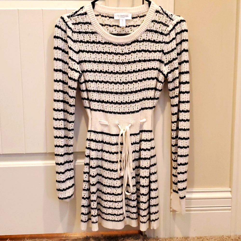 Motherhood Maternity Crochet Knit Long Sweater